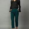 Current Air Pants-Houndstooth Patterned Straight Pants DARKTEAL