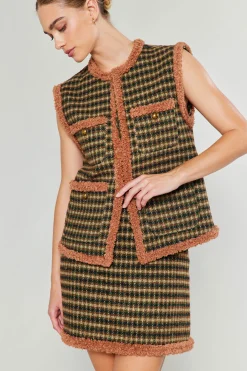 Current Air Coats & Jackets-Houndstooth Vest MLT
