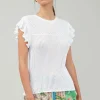 Current Air Knitwear-Knit Crewneck Ruffled Tank WHITE
