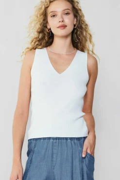 Current Air Knitwear | Sleeveless Tops-Knit Tank Top WHITE