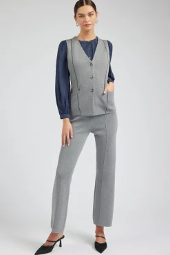Current Air Knitwear-Knit Vest HEATHERGREY