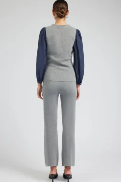 Current Air Knitwear-Knit Vest HEATHERGREY