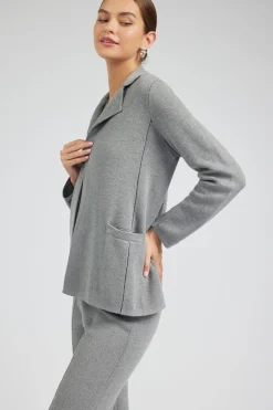 Current Air Sweaters | Knitwear-Knitted Blazer HEATHERGREY