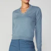 Current Air Long Sleeve Tops | Sweaters-Lace Collar Sweater Top DUSTYBLUE