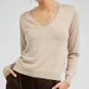 Current Air Knitwear | Sweaters-Lace Detail Sweater Top OATMEAL
