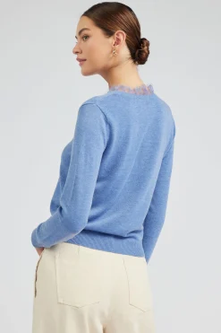 Current Air Knitwear | Sweaters-Lace Detail Sweater Top SOFTBLUE