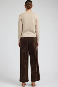 Current Air Knitwear | Sweaters-Lace Detail Sweater Top OATMEAL