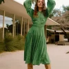 Current Air Midi Dresses-Laraline Paisley Jacquard Midi Dress LEAFGREEN