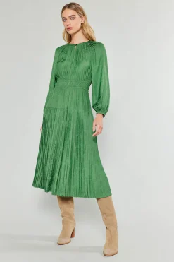 Current Air Midi Dresses-Laraline Paisley Jacquard Midi Dress LEAFGREEN
