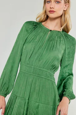 Current Air Midi Dresses-Laraline Paisley Jacquard Midi Dress LEAFGREEN