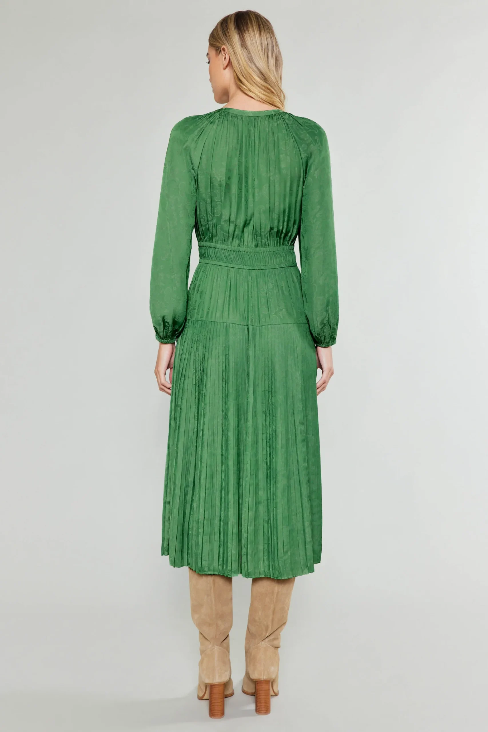 Current Air Midi Dresses-Laraline Paisley Jacquard Midi Dress LEAFGREEN