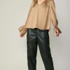 Current Air Long Sleeve Tops-Layered Cuff Blouse SAND
