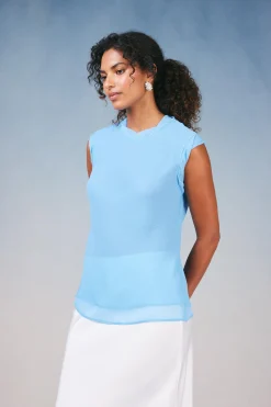 Current Air Sleeveless Tops-Layered Tank Top PASTELBLUE