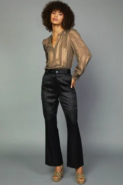 Current Air Pants-Leopard Jacquard Flare Pants BLACK-LEOPARD