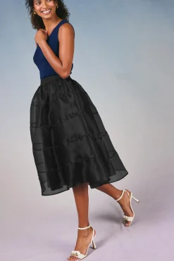 Current Air Skirts-Lined Organza Skirt BLACK