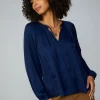 Current Air Long Sleeve Tops-Long sleeve blouse womens NAVY