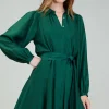 Current Air Mini Dresses-Lustrous Belted Mini Dress JEWELGREEN