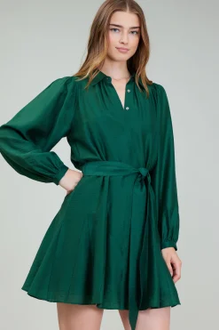 Current Air Mini Dresses-Lustrous Belted Mini Dress JEWELGREEN