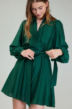 Current Air Mini Dresses-Lustrous Belted Mini Dress JEWELGREEN