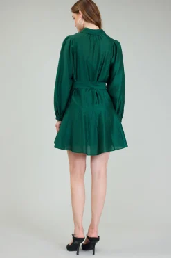 Current Air Mini Dresses-Lustrous Belted Mini Dress JEWELGREEN