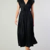 Current Air Maxi Dresses | Midi Dresses-Mara Pleated Maxi Dress BLACK