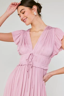 Current Air Maxi Dresses | Midi Dresses-Mara Pleated Maxi Dress BLUSHPINK