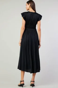 Current Air Maxi Dresses | Midi Dresses-Mara Pleated Maxi Dress BLACK