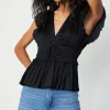 Current Air Sleeveless Tops-Mara Pleated Sleeveless Blouse BLACK