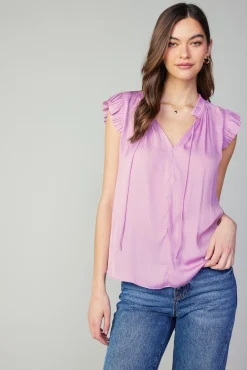 Current Air Sleeveless Tops | Short Sleeve Tops-Margot Pleated Sleeve Blouse PASTELPINK