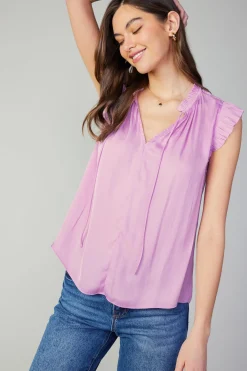 Current Air Sleeveless Tops | Short Sleeve Tops-Margot Pleated Sleeve Blouse PASTELPINK