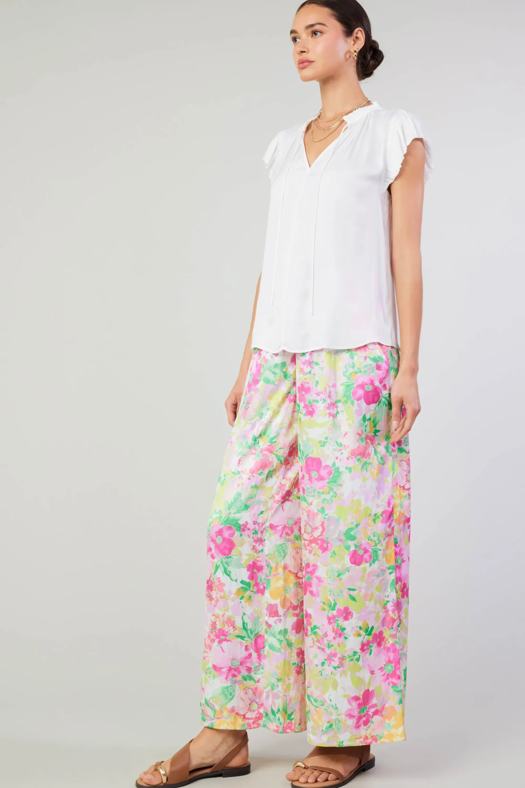 Current Air Short Sleeve Tops-Margot Pleated Sleeve Blouse OFFWHITE