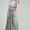 Current Air Maxi Dresses-Metallic Maxi Dress OLIVESILVER