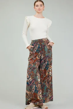 Current Air Pants-Mixed Print Pants BROWNMLT