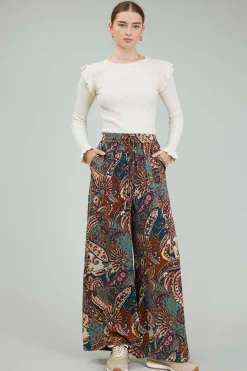 Current Air Pants-Mixed Print Pants BROWNMLT