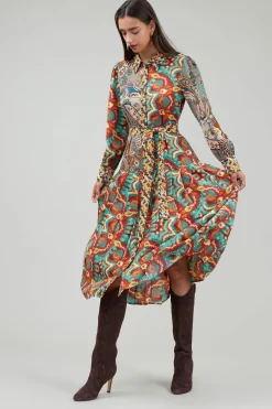 Current Air Midi Dresses-Mixed Print Shirt Dress MLT