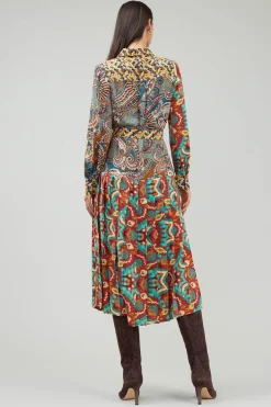 Current Air Midi Dresses-Mixed Print Shirt Dress MLT