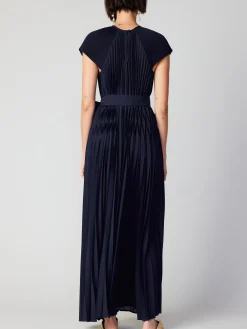 Current Air Maxi Dresses-Mona Pleated Maxi Dress NAVY