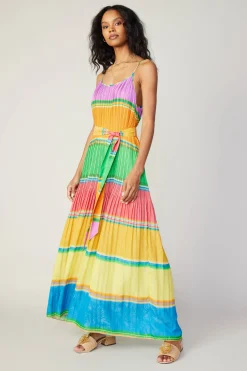 Current Air Maxi Dresses | Midi Dresses-Multicolored Pleated Cami Dress RAINBOW