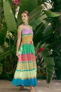 Current Air Maxi Dresses | Midi Dresses-Multicolored Pleated Cami Dress RAINBOW