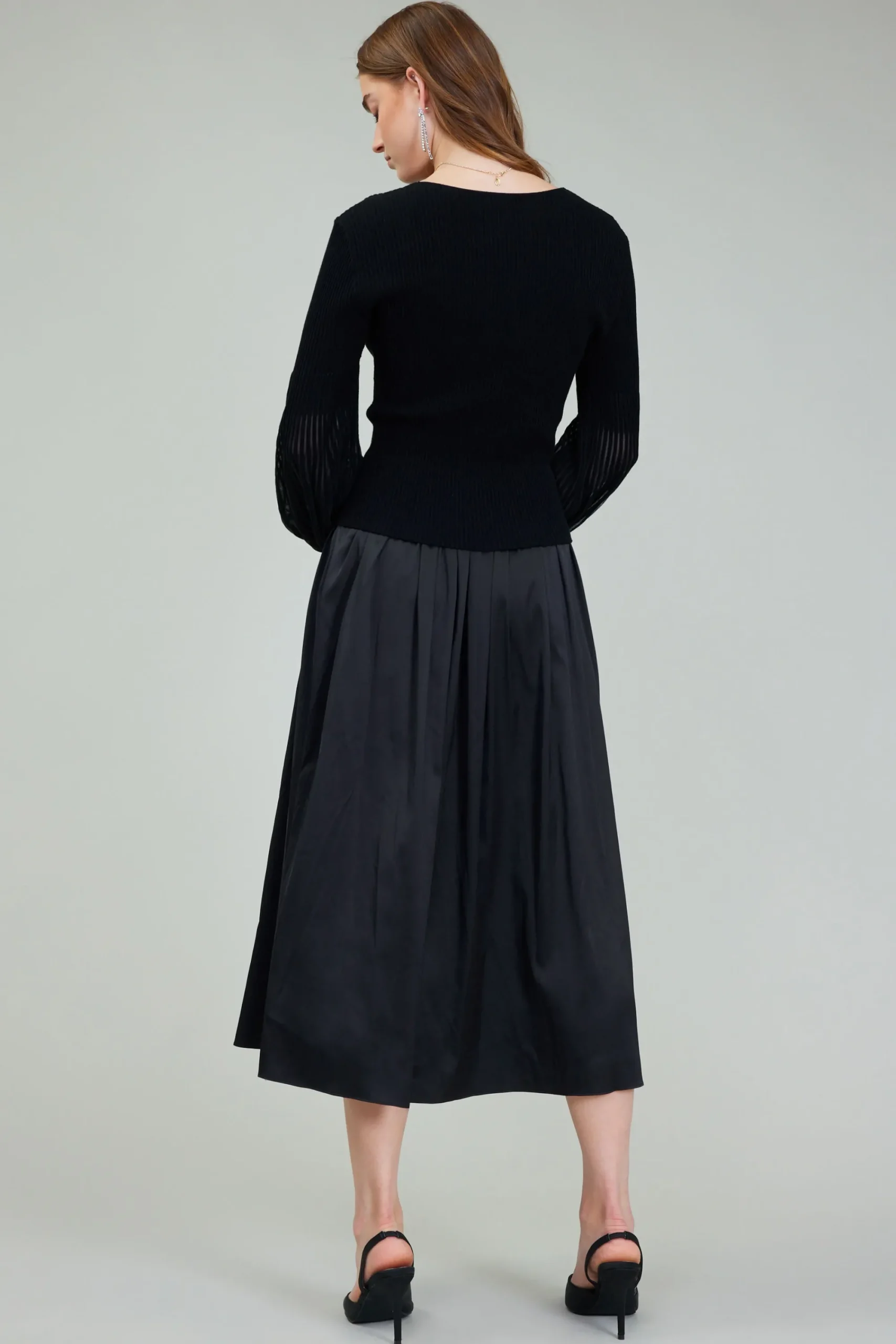Current Air Knitwear-Nava Sweater Dress Set BLACK