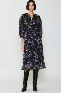 Current Air Midi Dresses-Navy Floral Midi Dress FLORALNAVY