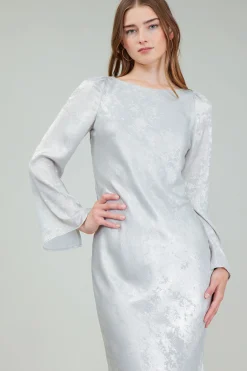 Current Air Maxi Dresses | Midi Dresses-Opalescent Textured Maxi Dress OYSTER