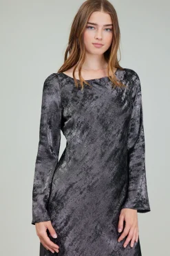 Current Air Maxi Dresses | Midi Dresses-Opalescent Textured Maxi Dress PLUMGUNMETAL