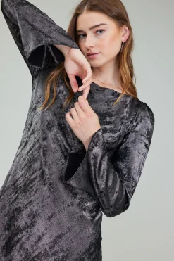 Current Air Maxi Dresses | Midi Dresses-Opalescent Textured Maxi Dress PLUMGUNMETAL