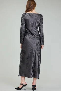 Current Air Maxi Dresses | Midi Dresses-Opalescent Textured Maxi Dress PLUMGUNMETAL