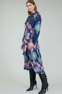 Current Air Midi Dresses-Ornate Border Printed Midi Dress MLT