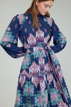 Current Air Midi Dresses-Ornate Border Printed Midi Dress MLT