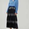 Current Air Skirts-Ornate Motif Midi Skirt BLACKTAUPEMLT