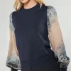 Current Air Knitwear | Sweaters-Ornate Motif Sweater Top TAUPEBLUEMLT