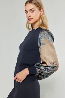 Current Air Knitwear | Sweaters-Ornate Motif Sweater Top TAUPEBLUEMLT